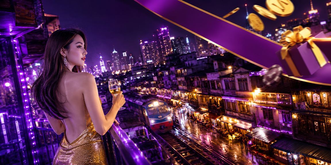 Cảnh đường phố Hà Nội về đêm với biển hiệu neon phản chiếu – bối cảnh người dùng trải nghiệm cá cược trực tuyến